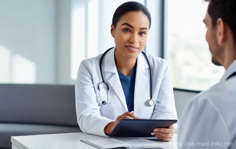 의료법 개요 - **Prompt:** A detailed, photorealistic image of a diverse adult female patient (wearing a modest, co...